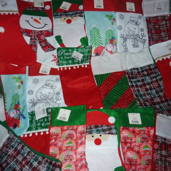 NWT Lot of 22 Christmas Stockings in Small, Medium and Large Assorted Prints - Picture 3 of 12
